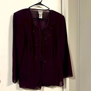 R&M Richards sheer blazer for women with rhinestones. Plus size 16W